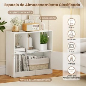Estante de 3 cubos 70 x 30 x 70 cm com portas de 3 níveis com compartimentos abertos e armário organizador de armazenamento branco