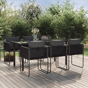 7 pcs conjunto de jantar para jardim preto