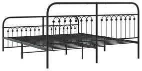 Estrutura de cama com cabeceira e pés 183x203 cm metal preto