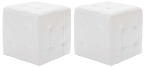 Pufe 2 pcs 30x30x30 cm couro artificial branco