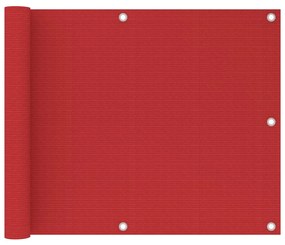 vidaXL Tela de varanda 75x500 cm PEAD vermelho