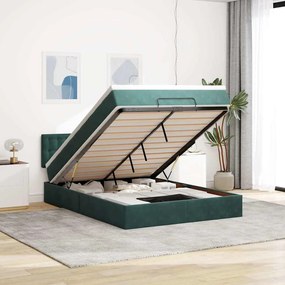 vidaXL Estrutura de cama otomana com colchão 140x200 cm verde escuro