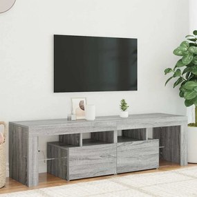 Móvel de TV com luzes LED 140x36,5x40 cm cinzento sonoma