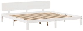 Cama com estante sem colchão 180x200 cm pinho maciço branco