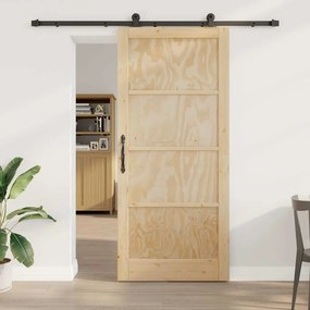 vidaXL Porta Deslizante Natural e Preto 93 x 211 cm