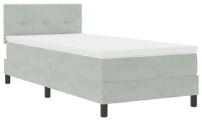 Cama Box Spring vidaXL com Colchão Cinza Claro 90x200 cm Veludo