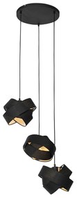 Candeeiro de suspensão moderno preto 3 luzes - Cloth