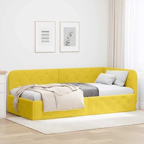 vidaXL Estrutura de Cama de Canto Amarelo 90 x 190 cm Veludo