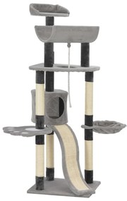 vidaXL Árvore para gatos com postes arranhadores sisal cinzento 145 cm