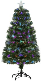 HOMCOM Árvore de Natal 120cm com 130 Luzes LED de Múltiplas Cores e Estrela Decorativa Ø66x120 cm Verde