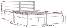 Estrutura de cama 120x190 cm madeira pinho maciça castanho cera