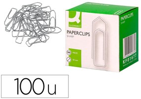 Clips Niquelados Q-Connect Plano em Bico - N. 3, 50 mm Caixa de 100 Unidades