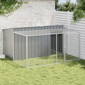vidaXL Casota p/ cães c/ parque 197x194x110 cm aço galvaniz. antracite