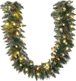 Grinalda de Natal, 180 x 30 x 30 cm, 50 Luzes LED com Temporizador, Verde