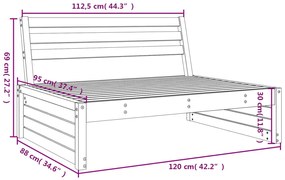 Sofá de centro para jardim 120x80 cm madeira de pinho maciça