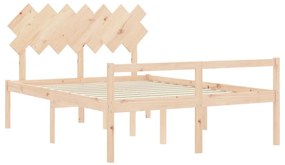 Cama para idosos com cabeceira 140x200 cm madeira maciça