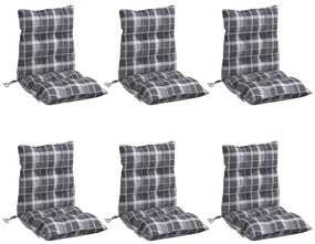 Almofadões cadeira encosto baixo 6 pcs oxford xadrez cinzento