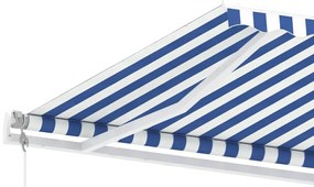 Toldo automático independente 600x300 cm azul e branco