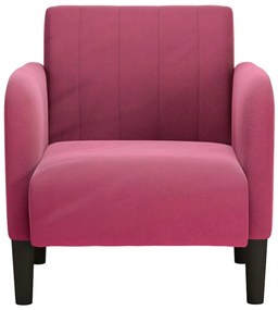 Poltrona com apoio de braços 54 cm veludo vermelho tinto