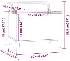 Mesa centro 60x44,5x45 cm derivados madeira carvalho castanho