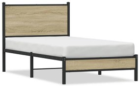 Estrutura de cama sem colchão 90x190 cm metal carvalho sonoma