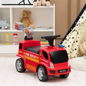 Andarilho para crianças 18-36 meses Carro de bombeiros com faróis de bolha e sons de sirene e música 86 x 28 x 48,5 cm Vermelho