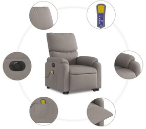 Poltrona elétrica elevatória massagens tecido cinza-acastanhado
