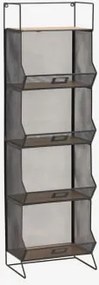 Estante De Armazenamento 30x105 Cm Em Ferro E Mdf Antxo Cinza Grafito - Sklum