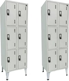 Pack 2 Cacifos Metálico Duplo 6 Cacifos 1900x600x500 mm Standard