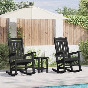 vidaXL Cadeira de Balanço para Jardim 2 pcs Preto 70 x 92 x 108cm