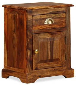 Mesa de cabeceira em madeira sólida de acácia 40x30x50 cm
