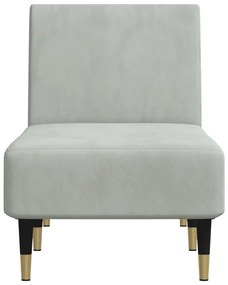 Chaise longue veludo cinzento-claro