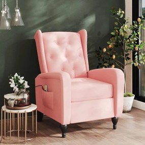 vidaXL Poltrona de massagens reclinável veludo rosa