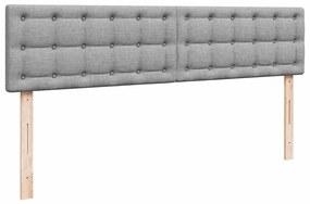 Estrutura de cama otomana com colchões tecido cinzento claro