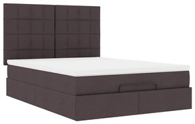 Estrutura cama otomana colchão 140x200cm tecido castanho escuro