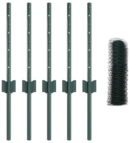 Postes de Cerca vidaXL 5 pcs U-Channel Verde 40 cm Aço