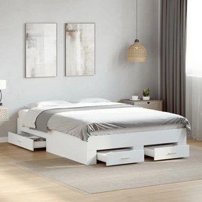 vidaXL Estrutura de cama c/ gavetas 135x190cm derivados madeira branco