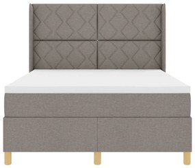 Cama Box Spring com Colchão e LED Taupe 160x200 cm Tecido