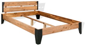 vidaXL Estrutura de cama 152x203 cm madeira de acácia maciça e aço