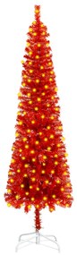 3078001 vidaXL Árvore de Natal fina com luzes LED 210 cm vermelho