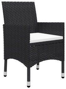 3 pcs conjunto de jantar para jardim preto