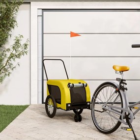 vidaXL Reboque bicicleta p/ animais tecido oxford/ferro amarelo/preto