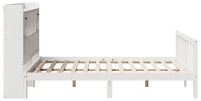 Cama com estante sem colchão 150x200 cm pinho maciço branco