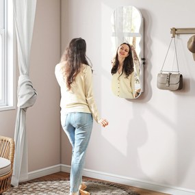Espelho-Joalheiro com Luz LED Montado na Parede ou na Porta com Fechadura, Espelho de Corpo Inteiro Branco