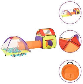 3107731 vidaXL Tenda de brincar infantil com 250 bolas 338x123x111 cm multicor