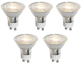 Conjunto de 5 lâmpadas LED GU10 50mm reguláveis transparente 4.9W 500 lm 2700K