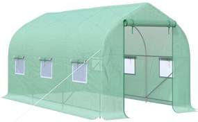 Estufa Tipo Túnel 400x200x200cm Estufa de Jardim com 6 Janelas Transpi