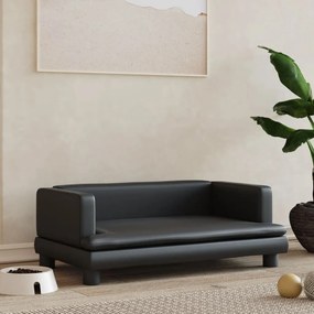 vidaXL Cama para cães 80x45x30 cm couro artificial preto