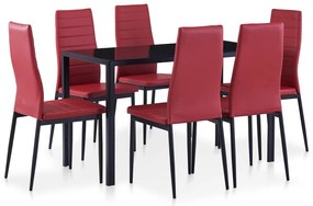 vidaXL Conjunto de jantar 7 pcs vermelho tinto