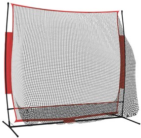 Rede de basebol portátil 215x107x216cm poliéster preto/vermelho